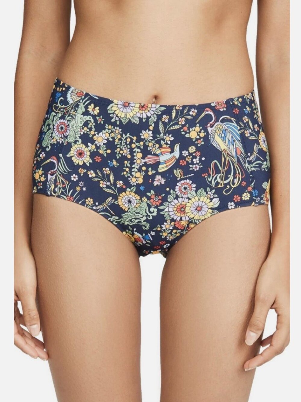 TORY BURCH Navy Blue Promised Land High-Waisted Bikini Swim Bottom 61364 Small